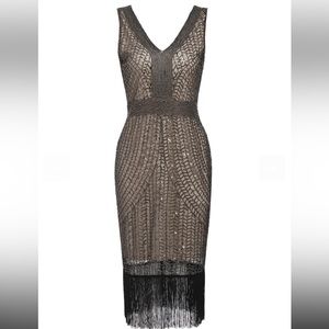 APRICOT 1920S SEQUIN FRINGE FLAPPER DRESS